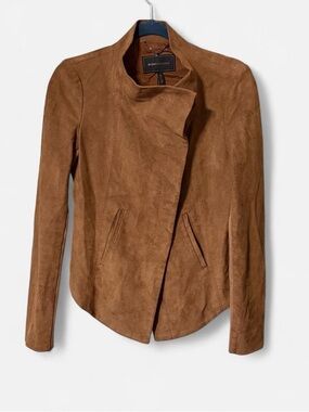 BCBGMaxAzria Faux Suede Ginger Asymmetrical Leather Jacket